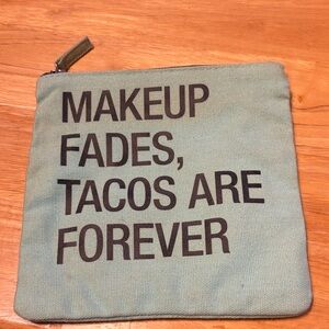 Makeup Fades, Tacos Are Forever Canvas Pouch - Sage Green
